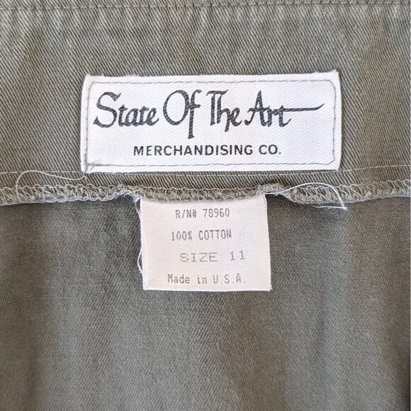 Vintage 90s State Of The Art Wrap Mini Skirt Khaki Green Size 11 Made In USA - Picture 5 of 7